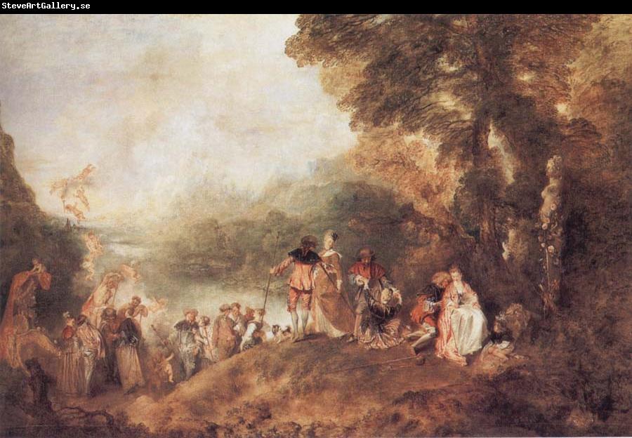 WATTEAU, Antoine The Pilgrimago to the Island of Cythera